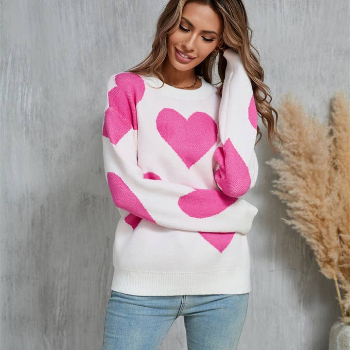 Lily Clothing - Wholesale Knit Sweater - Women's - Valentine's Day jacquard pullover sweater3