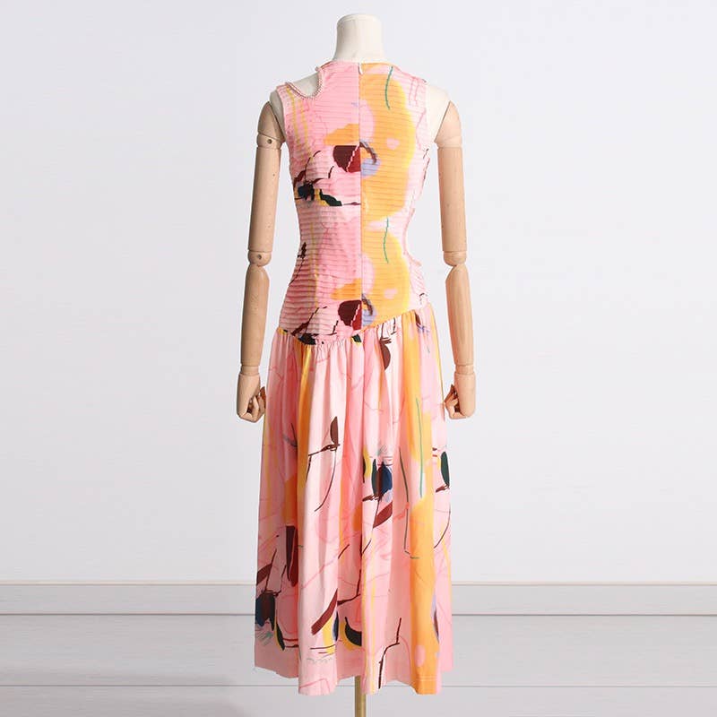 Productseeker - Vendita all'ingrosso Vestito - Donna - DR0137 Spring Elegance: abito sottile e plissettato senza maniche6