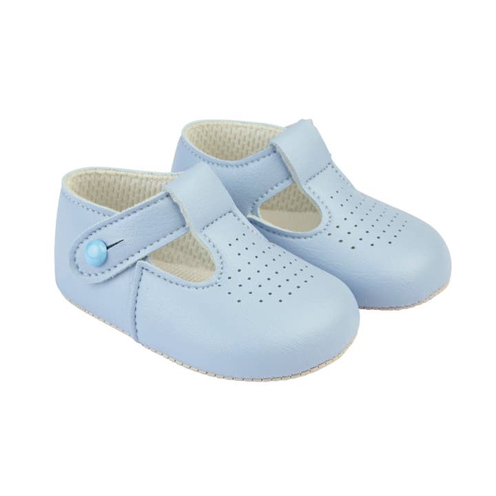 Early Days & Baypods - Wholesale Crib Shoes - Baby - B625 soft sole baby shoes button T-bar with punchette detail