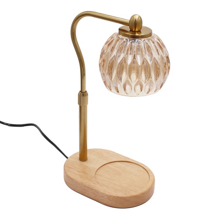 Candyl - Wholesale Wax Warmer - Candle Warmer Lamp - Crystal Glass & Wood Base - Gold