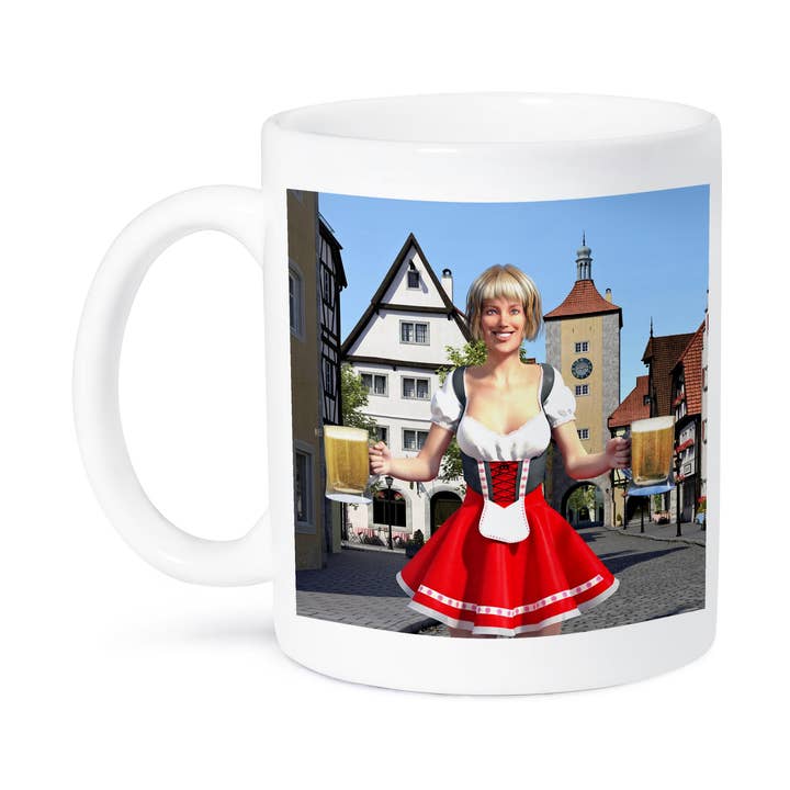 3dRose - Vendita all'ingrosso Tazza - 3dRose, Città Bavarese con Cameriera che Serve Birra, Tazza8