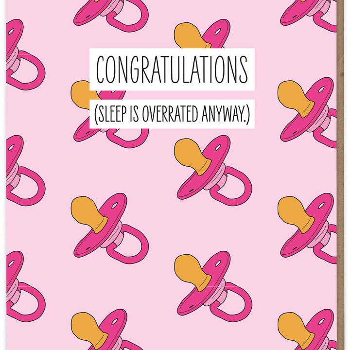 Hood Greetings - Wholesale Congratulations Card - Sleep is Overrated - Pink