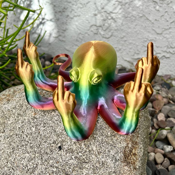 NumanPrints – Presente de novidade por atacado – Zangado Polvo Fucktopus Dedo Médio Dickasaurus Rex0