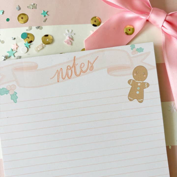 Live Sweet - Wholesale Notepad - 5x7 Christmas Gingerbread Cookie Notepad