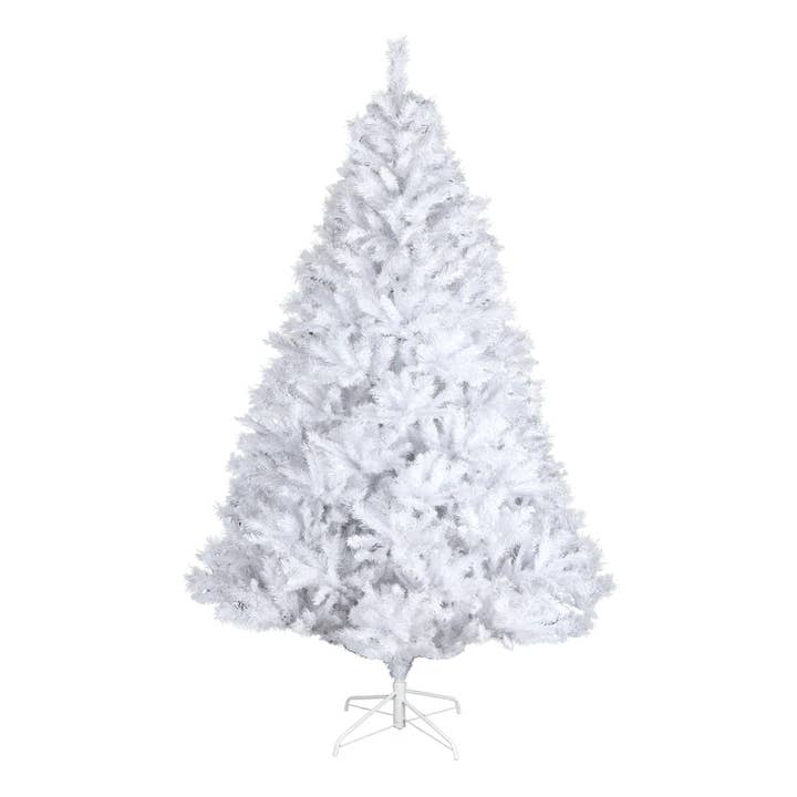 7.5 ft. Pre-Lit Winchester Pine White Tree with Clear Lights and Silver Glitter, Plug-In for wholesale by National Tree Company