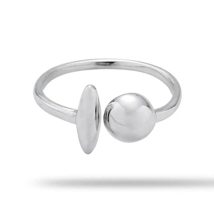 Moclein – wholesale Band/Stackad Ring – Minimalistisk abstrakt öppen ring i sterlingsilver