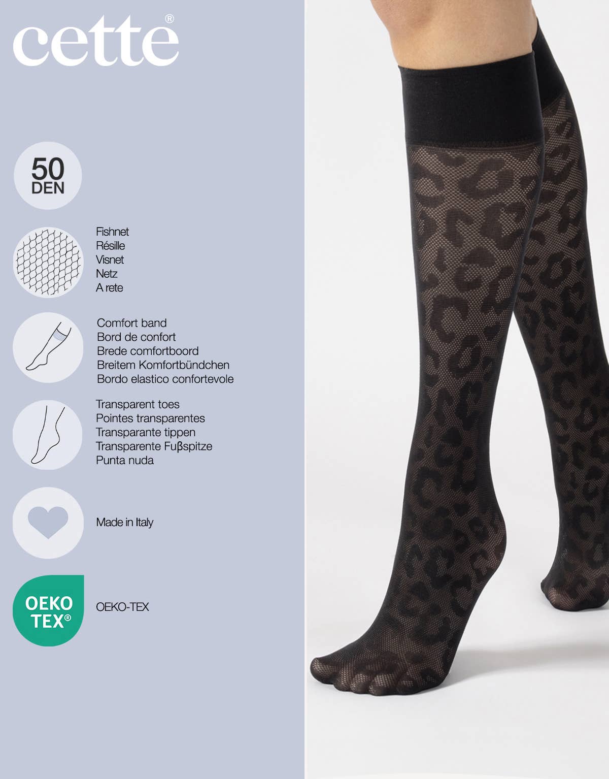 Preto Meias Altas Lepard, Meias Transparentes, Meias MicroNet para venda a revendedores na Faire3