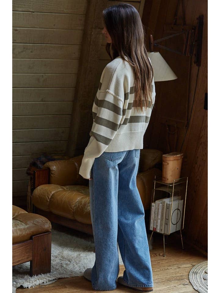 By Together - Wholesale Cardigan - Women's - W1537 | Knit Sweater Striped Button Down Cardigan