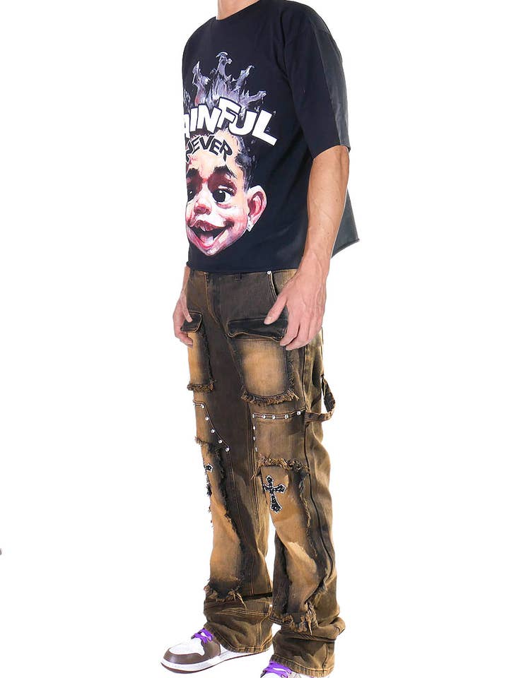 Cooper 9 - Wholesale Jeans - Men's - 507 Cross Wide Cargo Jeans Gray Wash6