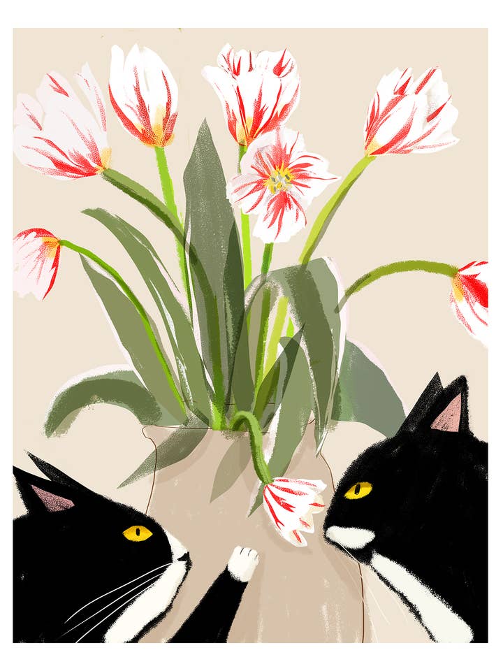 Nederlandse Tulp Katten Print voor wholesale door The Dancing Cat