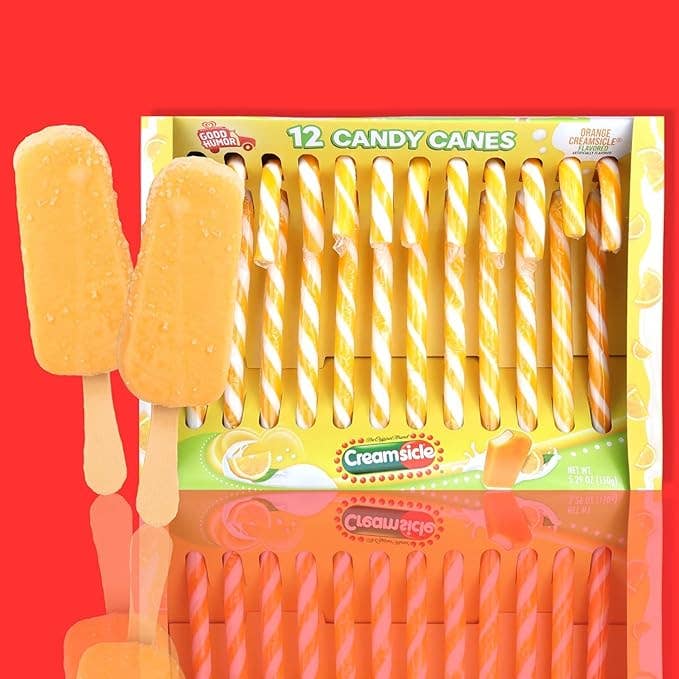 I Got Your Candy - Wholesale Hard Candy - Creamsicle Orange Flavored Candy Canes 5.29oz - 12ct