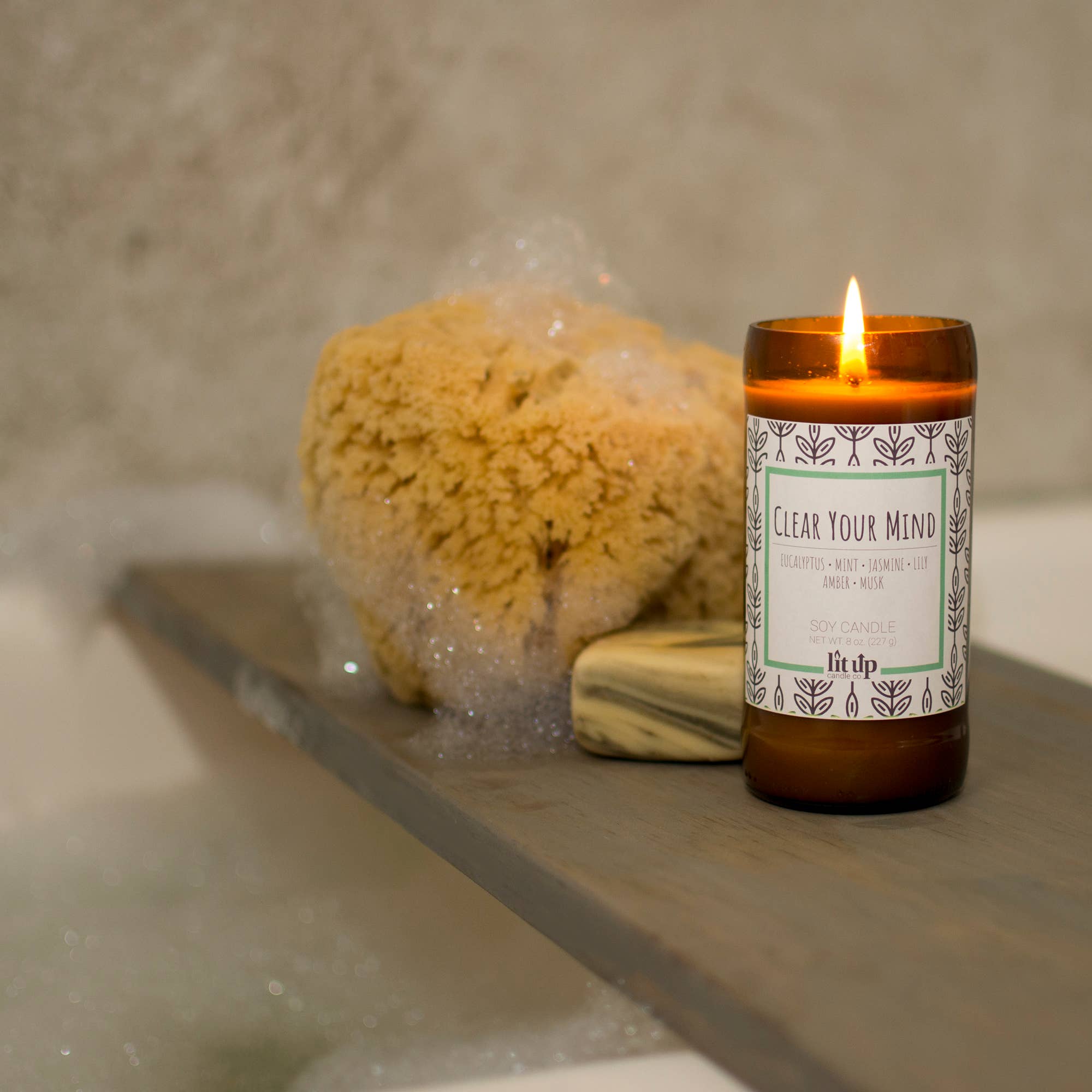 Lit Up Candle Co. - Wholesale Jar/Filled Candle - Clear Your Mind scented 8 oz. soy candles in beer bottles3