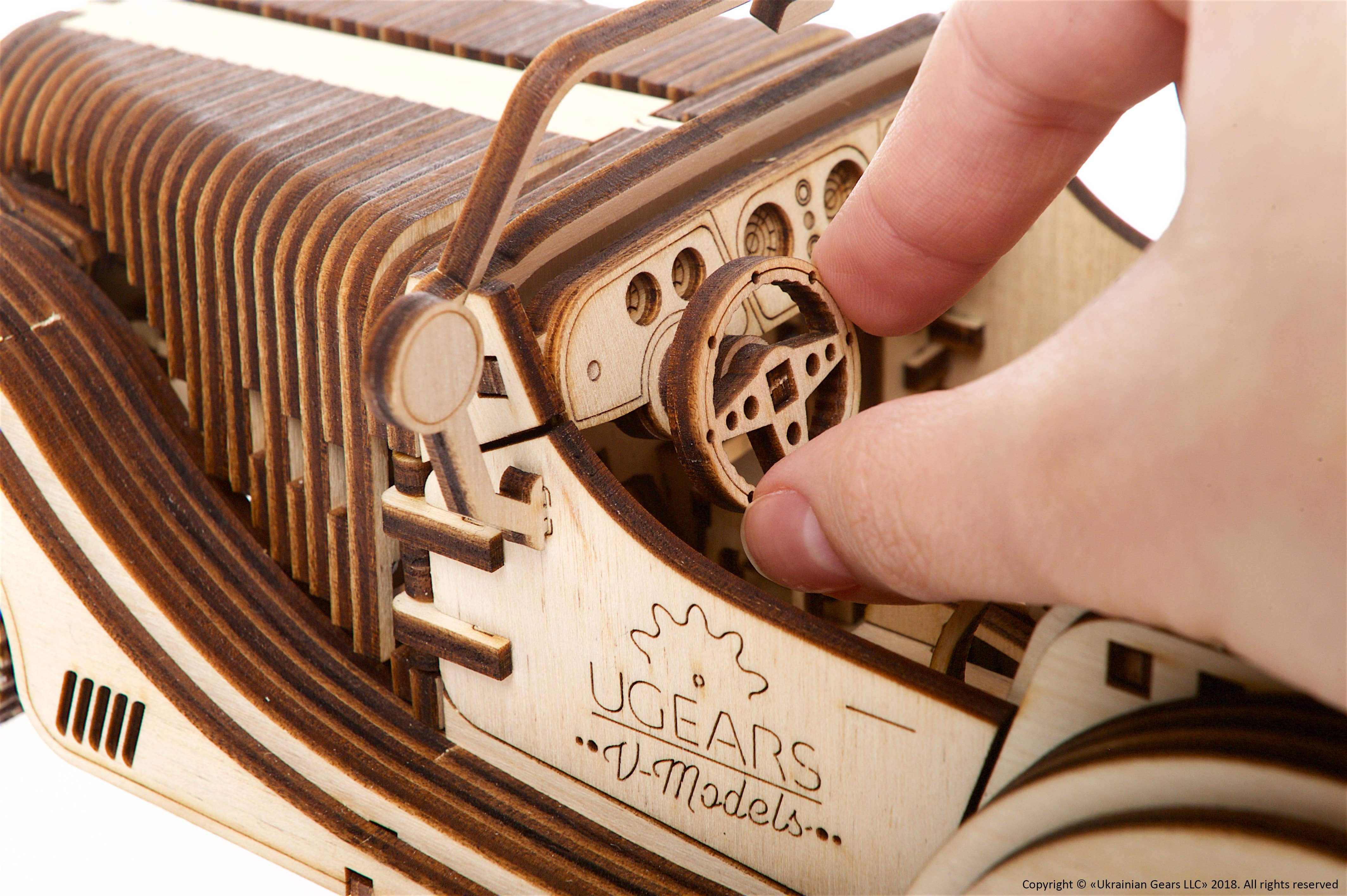 Ukidz LLC - Wholesale DIY Craft Kit - UGears Roadster VM-01 -Wooden 3D Puzzles - DIY8