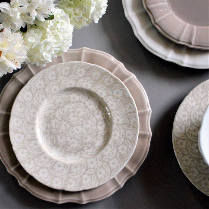 Euro Ceramica Home | ClayBarn - Wholesale Dinner Plate - Chloe Floral Accent Dessert Plates - Crafted in Portugal