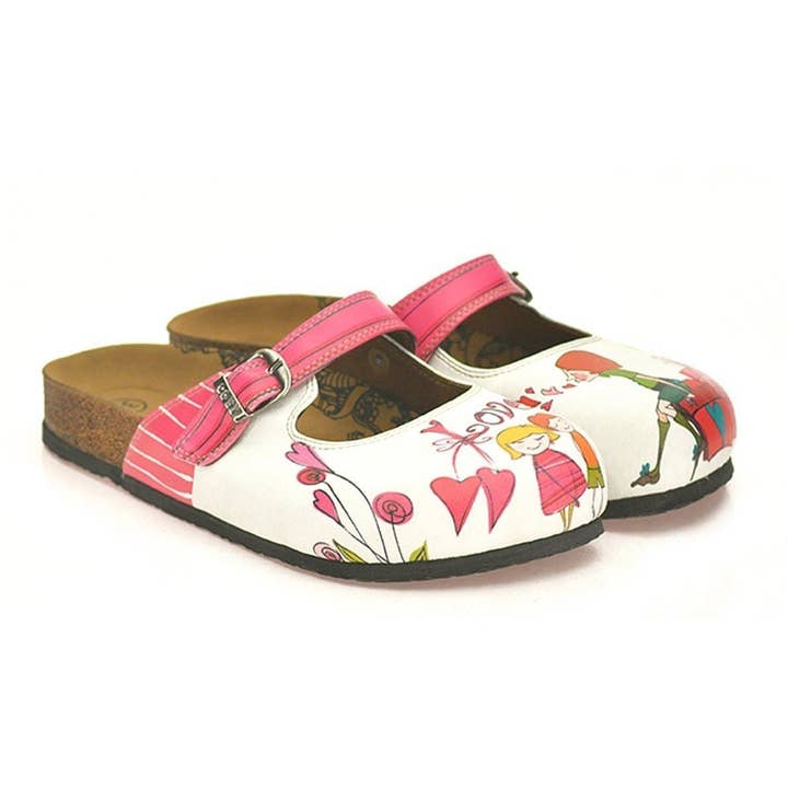 White & Pink Love Clogs CAL808 for wholesale by Goby