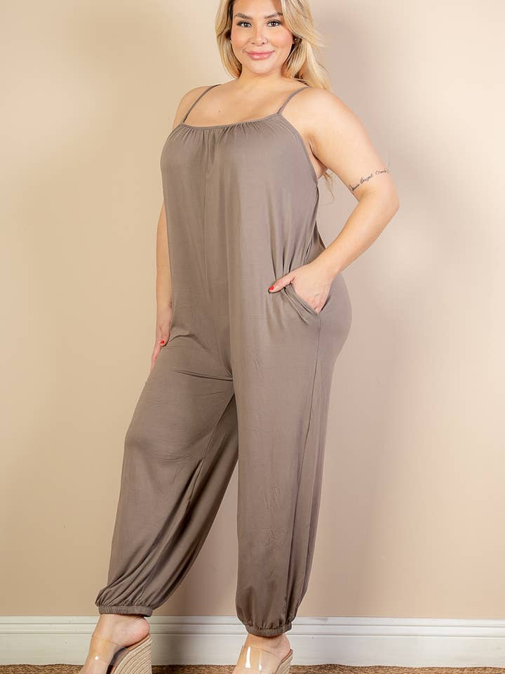 CAPELLA APPAREL - Wholesale Jumpsuit - Women's - Plus Size Sleeveless Jogger Jumpsuit