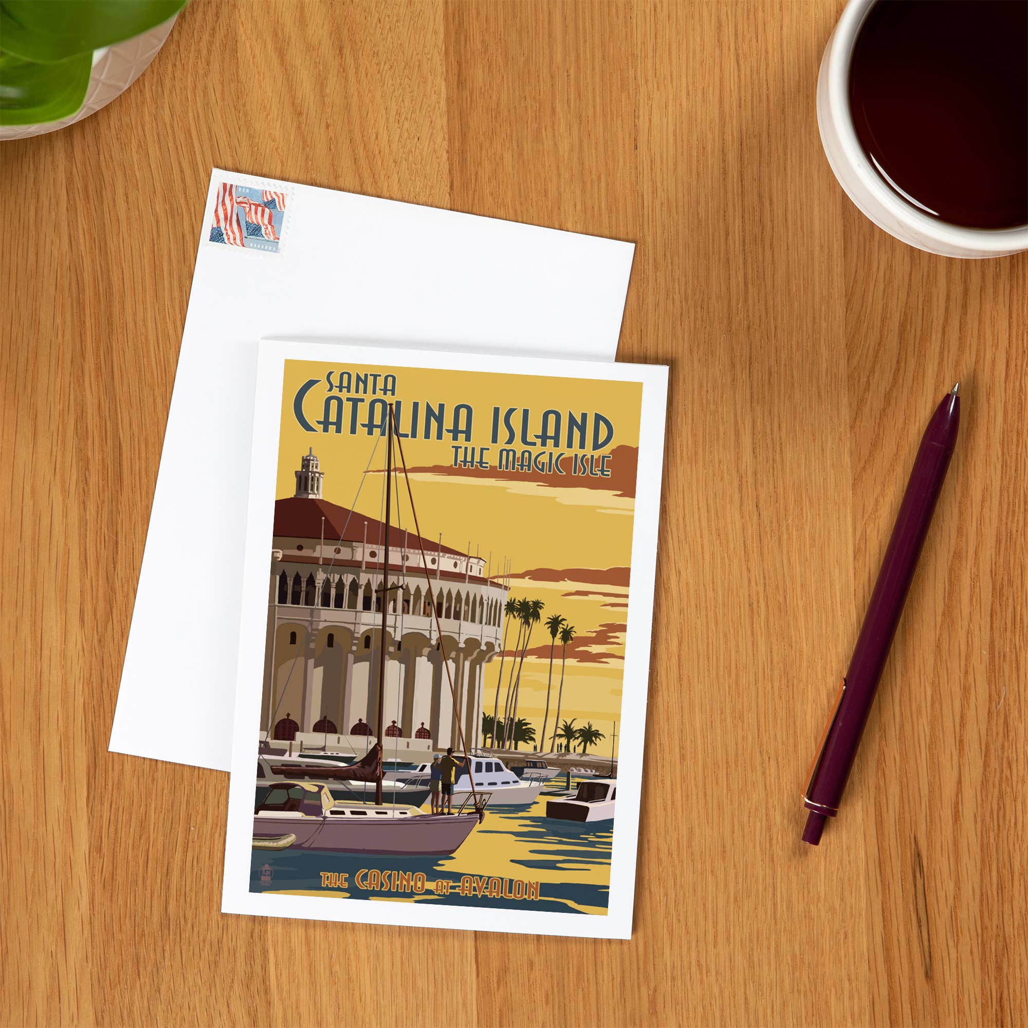 Lantern Press - Wholesale Everyday Greeting Card - GREETING CARD Catalina Island, California Casino Marina1