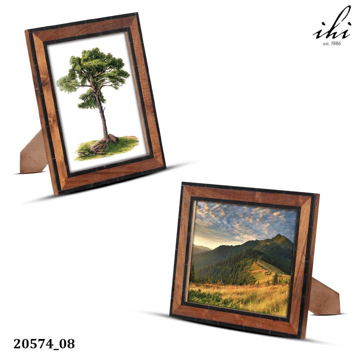 India Handicrafts Inc - Wholesale Picture Frame - LG White & Black Border Wood Photo Frames