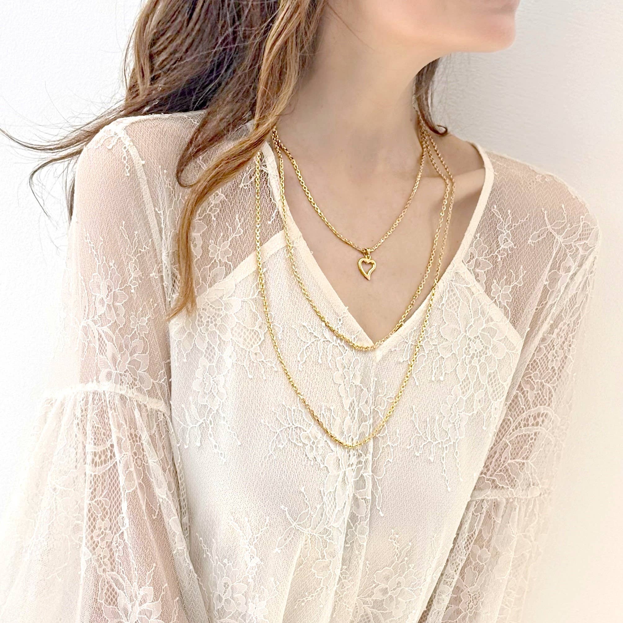 GI.OTTO - Wholesale Pendant/Charm Necklace - Shiny Trio Necklace 76 cm Gold0