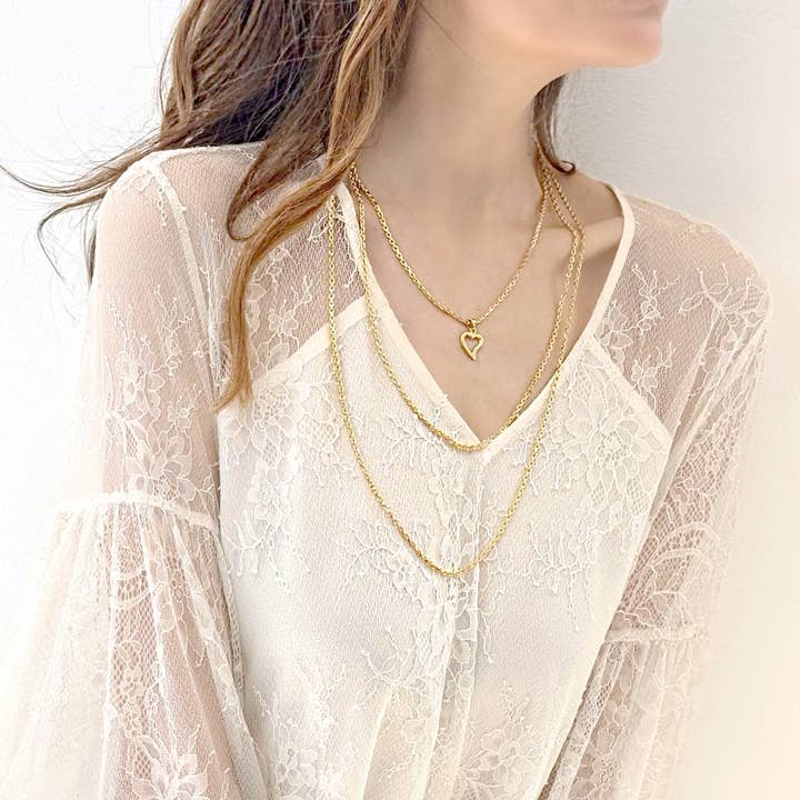 Shiny Trio Necklace 76 cm Gold for wholesale by GI.OTTO