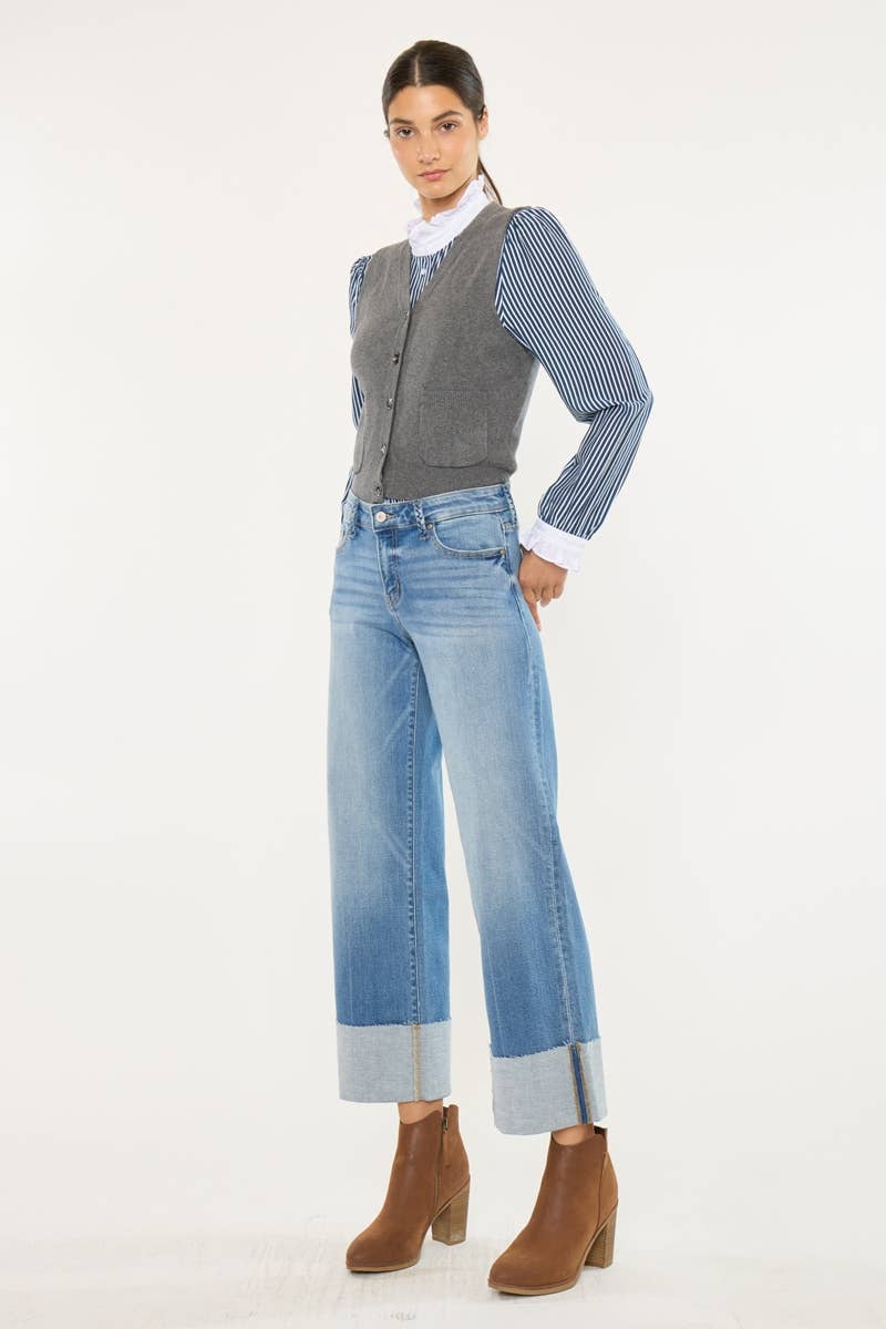 MITTEL MID RISE CROP WIDE LEG JEANS-KC9450M für den Großhandel auf Faire2