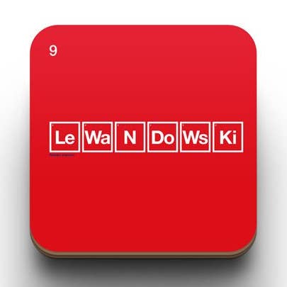 Lewandowski Bayern Munich Retro Football Coasters for wholesale by Periodico Emporium