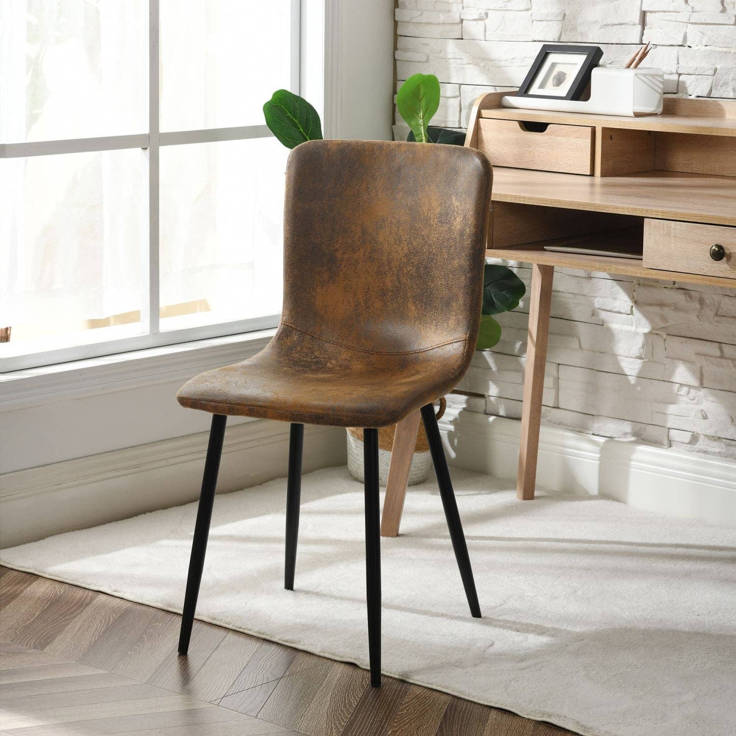 Urban Meuble - Wholesale Chair - Set of 4 vintage brown suede dining chairs with black legs SCARGILL SUEDE NL 4PCS5