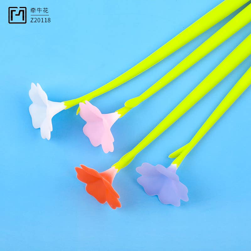 BCmini - Wholesale Pen - 22715 Morning Glory Flower Wiggle Pad Gel Pen-4818