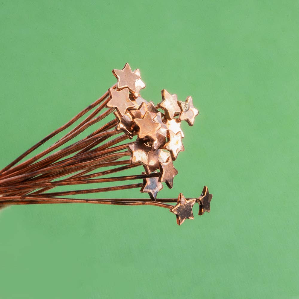 Beads of Cambay - Wholesale Craft Supplies - 3 inch Copper Star Headpin 22 gauge 22 pieces per bag1