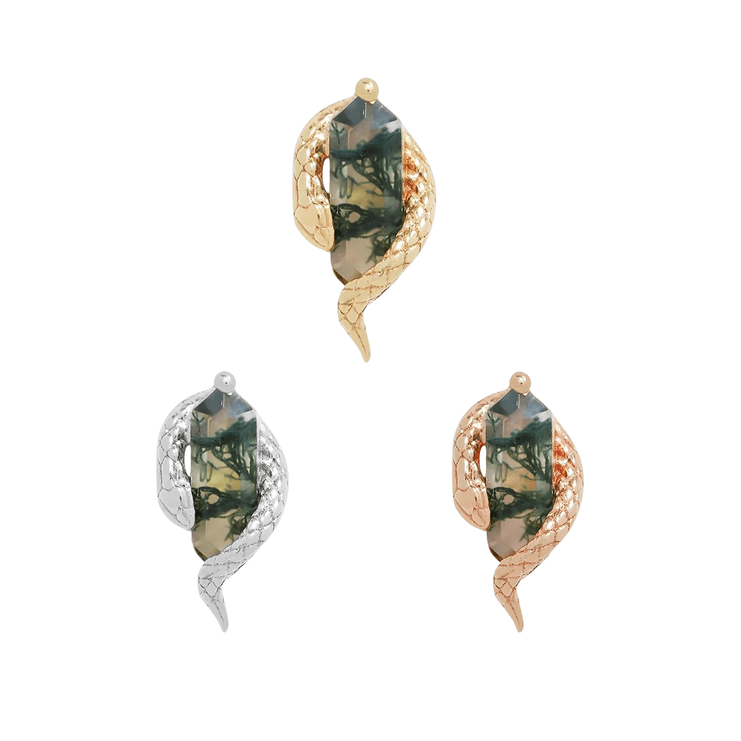 Piercing-zone - Vendita all'ingrosso Orecchini singoli - Eve Was Framed – Estremità Senza Filettatura in Oro 14K con Agata Muschiata6