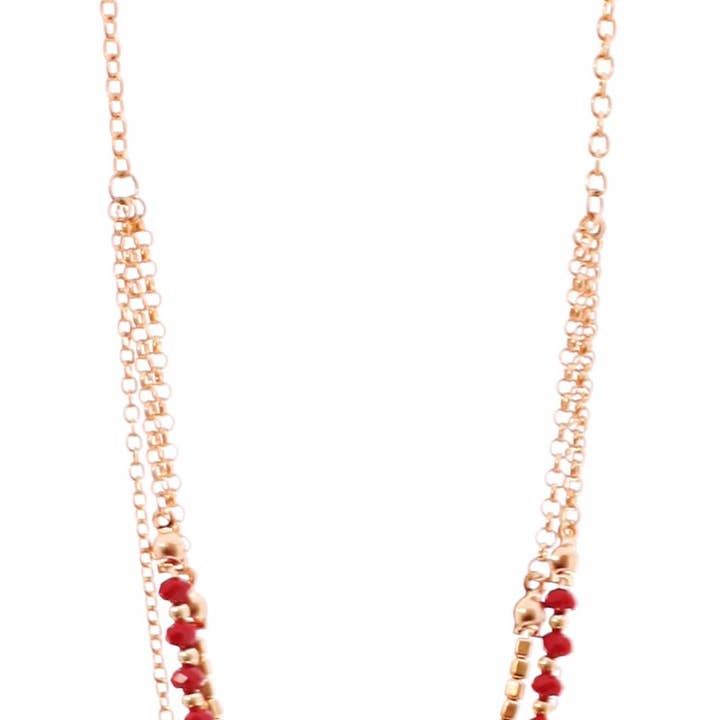 Halskæde - Vin tredobbelt lag perle for engroshandel hos Flirt Jewelry