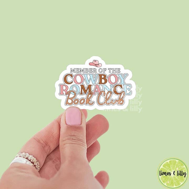 Membre du Club de Lecture Romance Cowboy Autocollant Vinyle | Féminin | Autocollant pour Bouteille d'Eau | Autocollants Littéraires | Autocollant pour Kindle | Amoureux des Livres pour la vente par Limes & Lilly