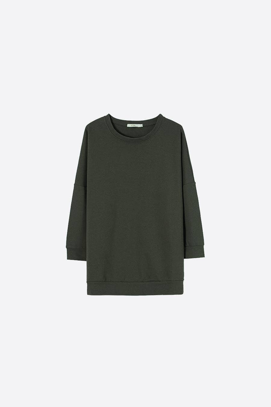 Sarta – wholesale Sweatshirt – Women's – Khaki Plain Sweatshirt with Mid Length Sleeve0