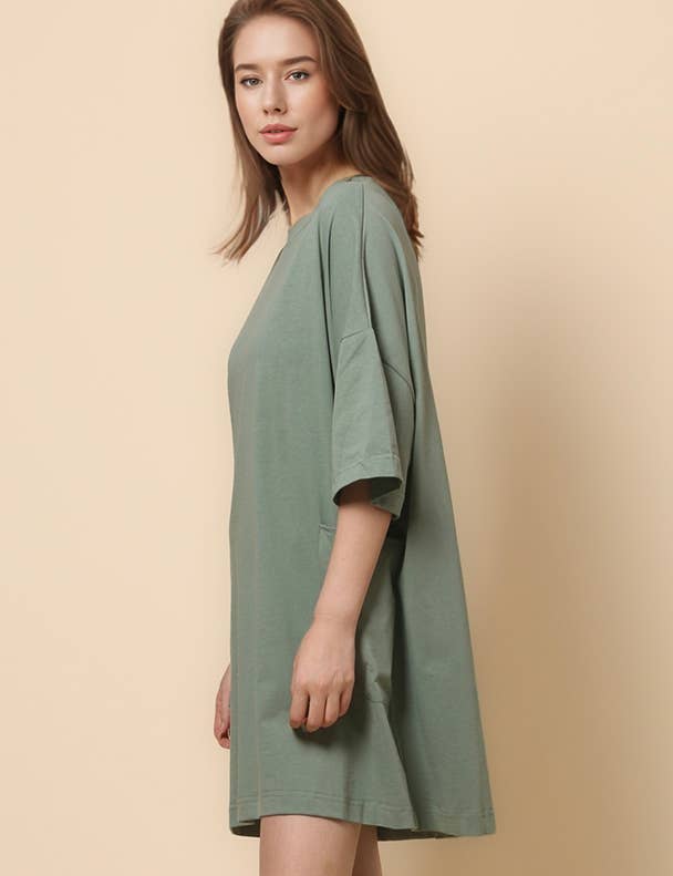 Sweetkama - Wholesale Dress - Women's - Ladies Soild Color Tee Mini Dress SKD46815