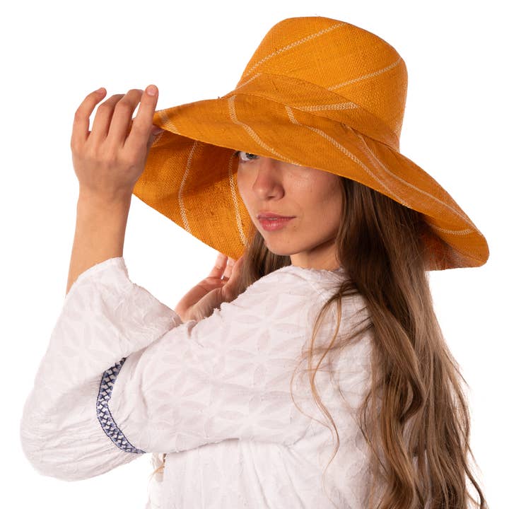 Shebobo - Wholesale Straw Hat - Women's - Monica 5" & 7" Wide Brim Pinstripe Packable Straw Sun Hats4