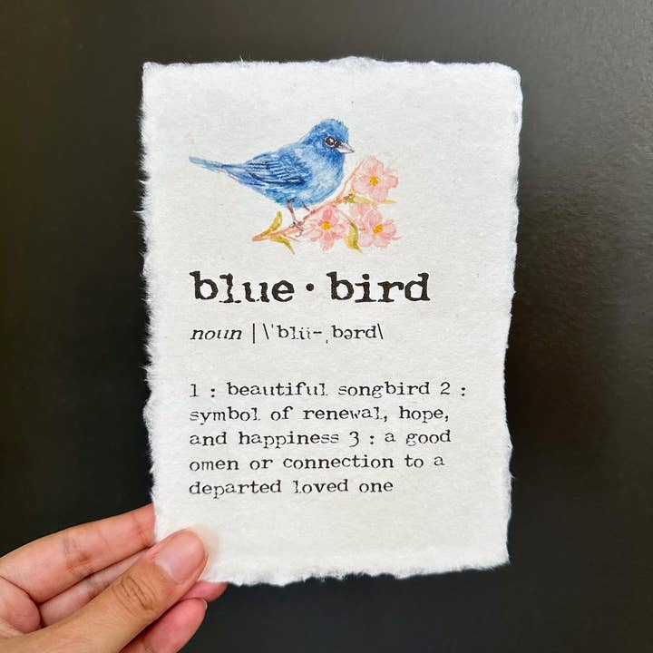 Alison Rose Vintage – wholesale Konsttryck – bluebird definition tryck på handgjort papper