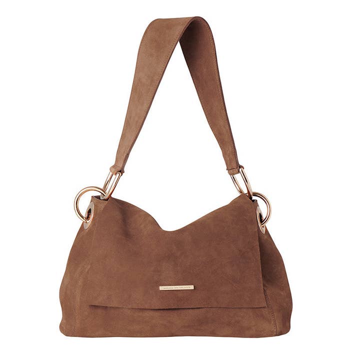 KAREN cognac suede bag for wholesale by Marjana von Berlepsch