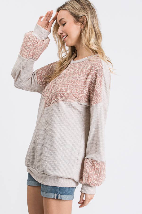 lovely melody - Venta al por mayor Sudadera - Mujer - Sudadera gofre bordado Celia LMT1406-Celia5