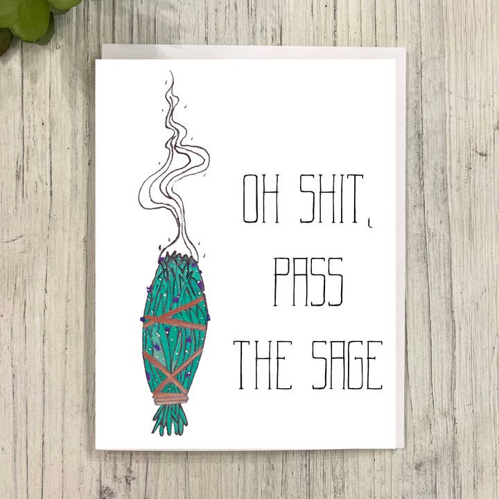 Pass the Sage Funny Mystic Card for wholesale by Great Odin's Hellos