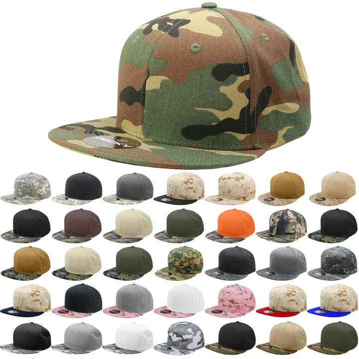Casquette snapback Decky 1047 camouflage numérique, 6 panneaux, visière plate pour la vente par The Park Wholesale