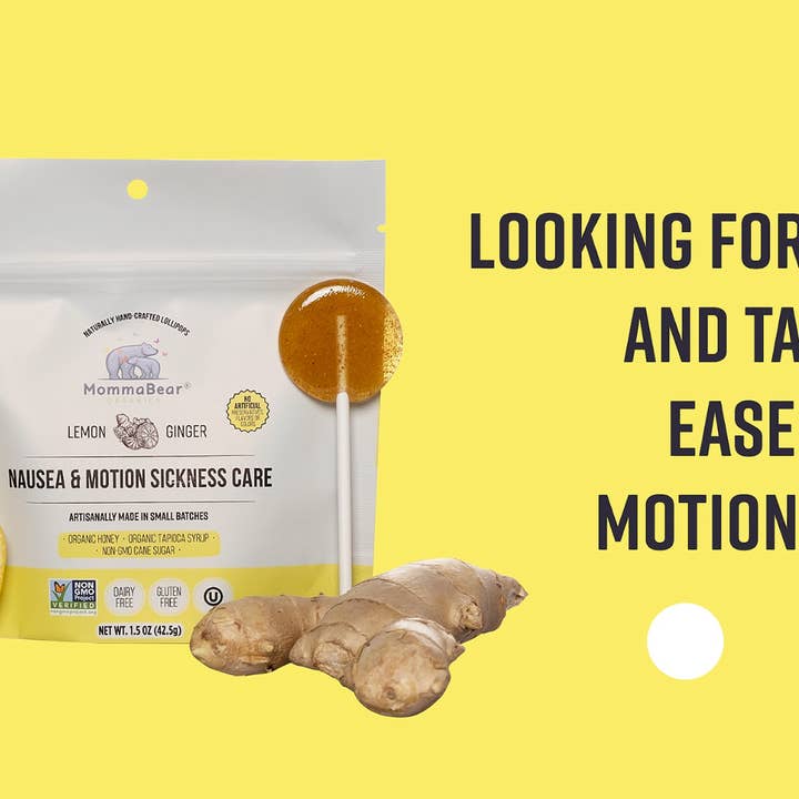 MommaBear Organics - Wholesale Lollipop - Nausea & Motion Sickness Aid Lollipop; Lemon, Ginger, Honey5
