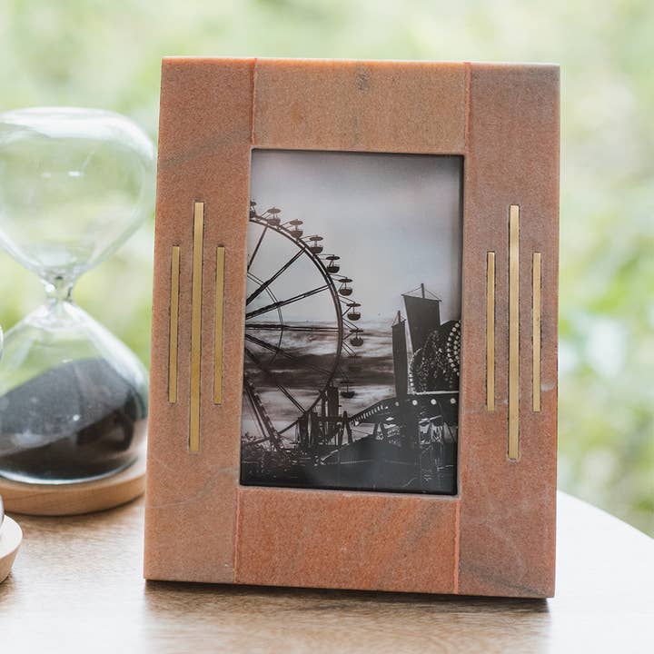 Matr Boomie Fair Trade – wholesale Picture frame – Jaipuri 4x6 Picture Frame - Pink Carved Marble2