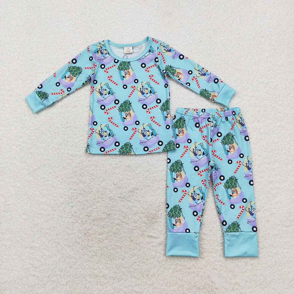 Aier Wholesale - Wholesale Sleepwear Set - Kids - Family Adult Baby Girls Christmas Dogs Candy Pajamas Clothes Sets1