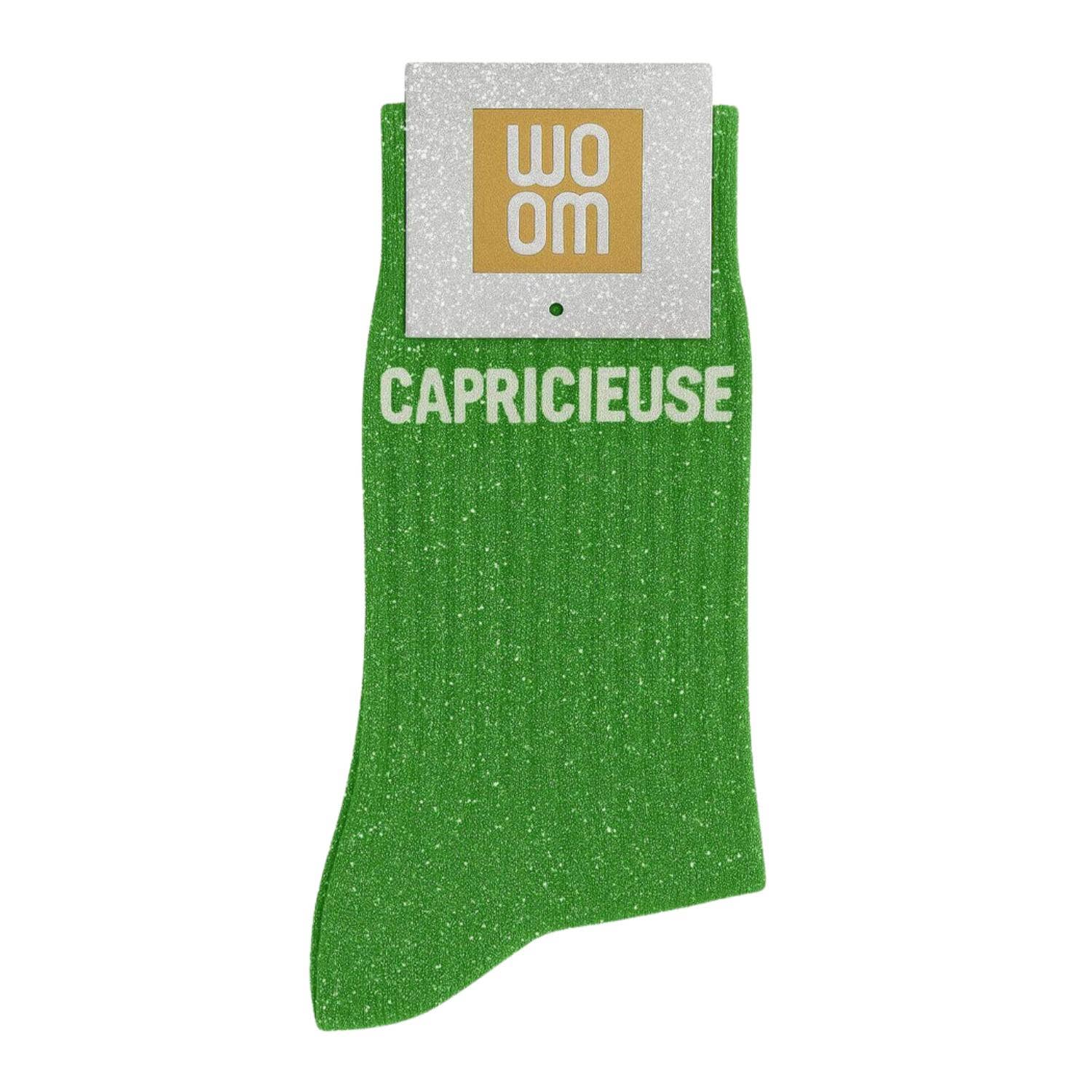 ChoO - Wholesale Socks - Women's - "Capricious" Message Glitter Socks Green0