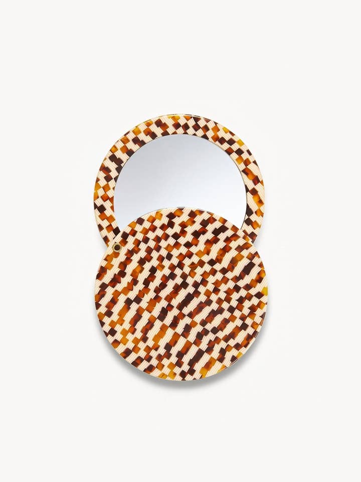 Circle Mirror in Tortoise Checker for wholesale by MACHETE