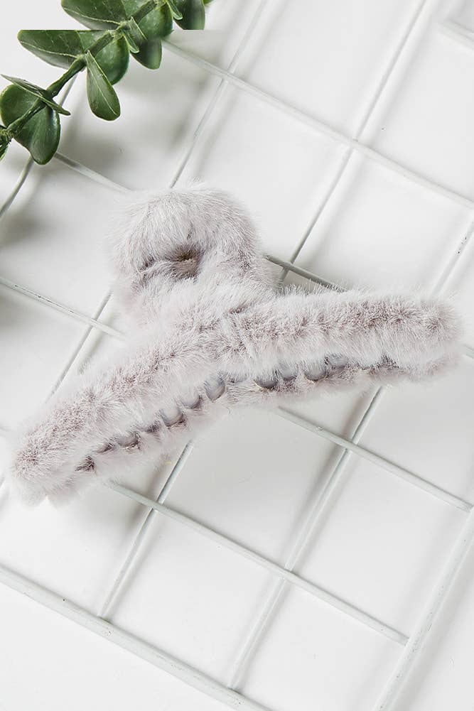 Hana - Wholesale Hair Clip - Women's - Solid Color Furry Single Knot Hair Claw3