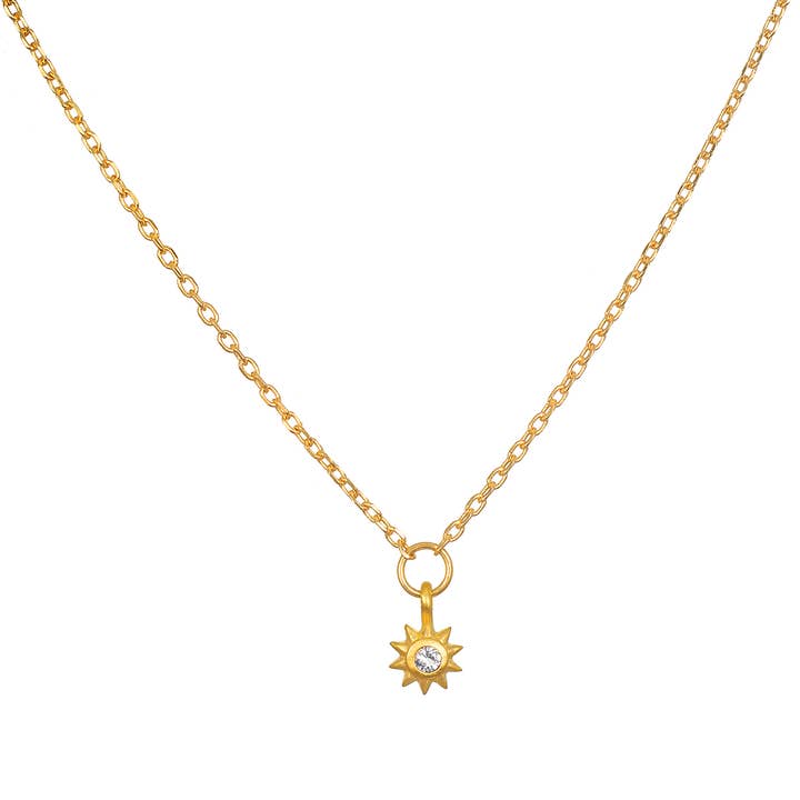 Satya Jewelry - Wholesale Pendant/Charm Necklace - Inner Light 16" White Topaz Mini Sun Pendant Necklace