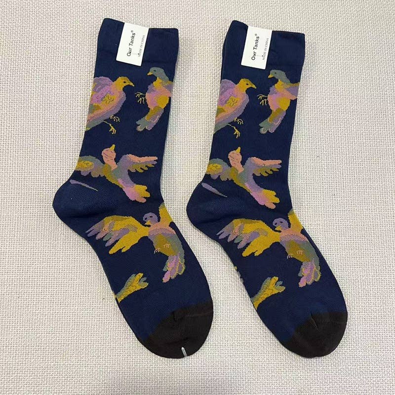 Tourtiwi – Meias - Unissexo por atacado – Meias com padrão de pintura a óleo assimétrico23