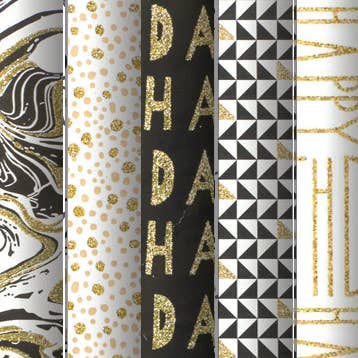 The Unique Paper Company – wholesale Omslagspapper på rulle – Lyxigt Glitter Presentpapper Deco Guld (12 rullar)