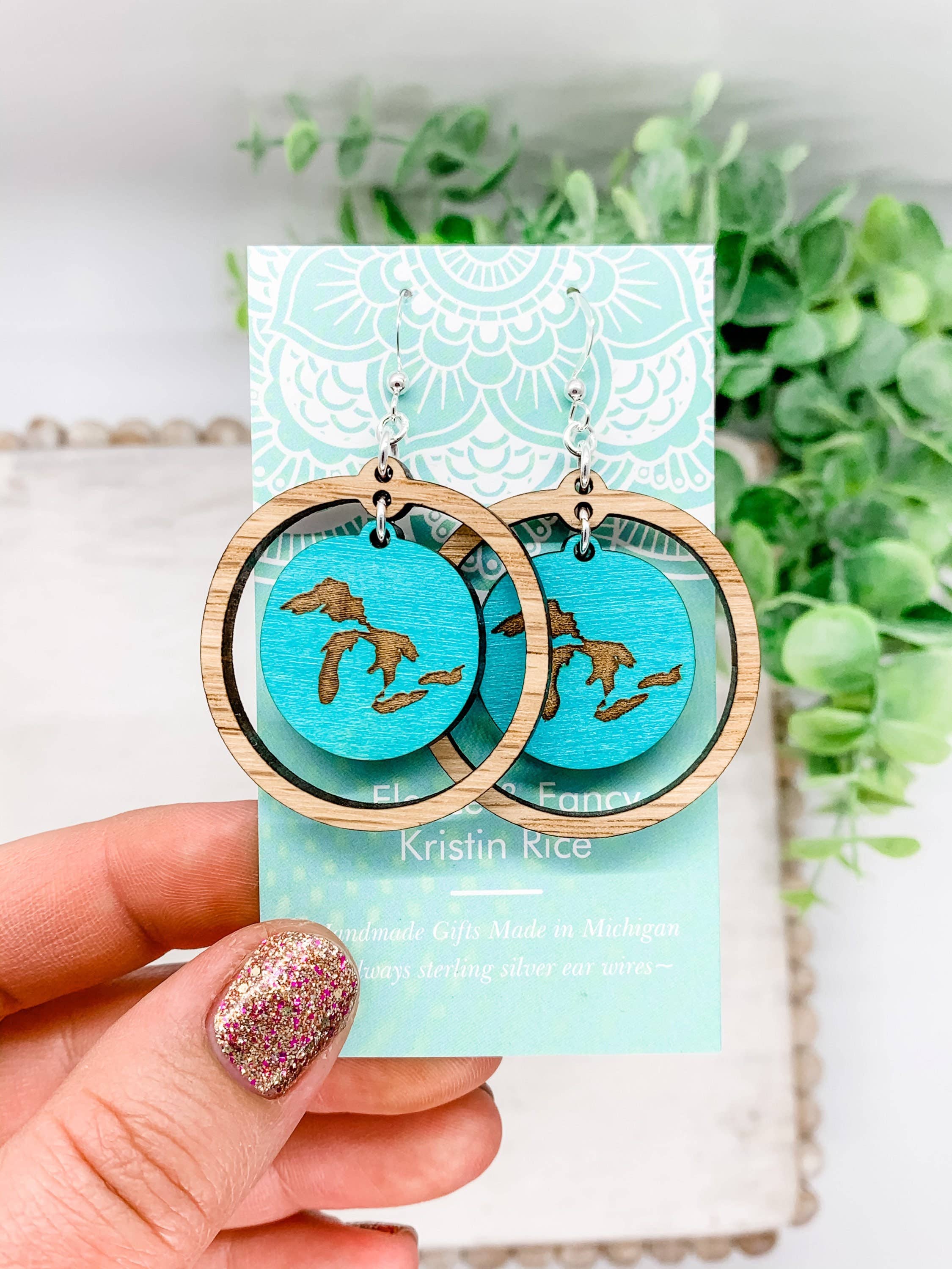 Fleece & Fancy - Wholesale Dangle Earrings - Laser Cut Great Lakes Wood Earrings2